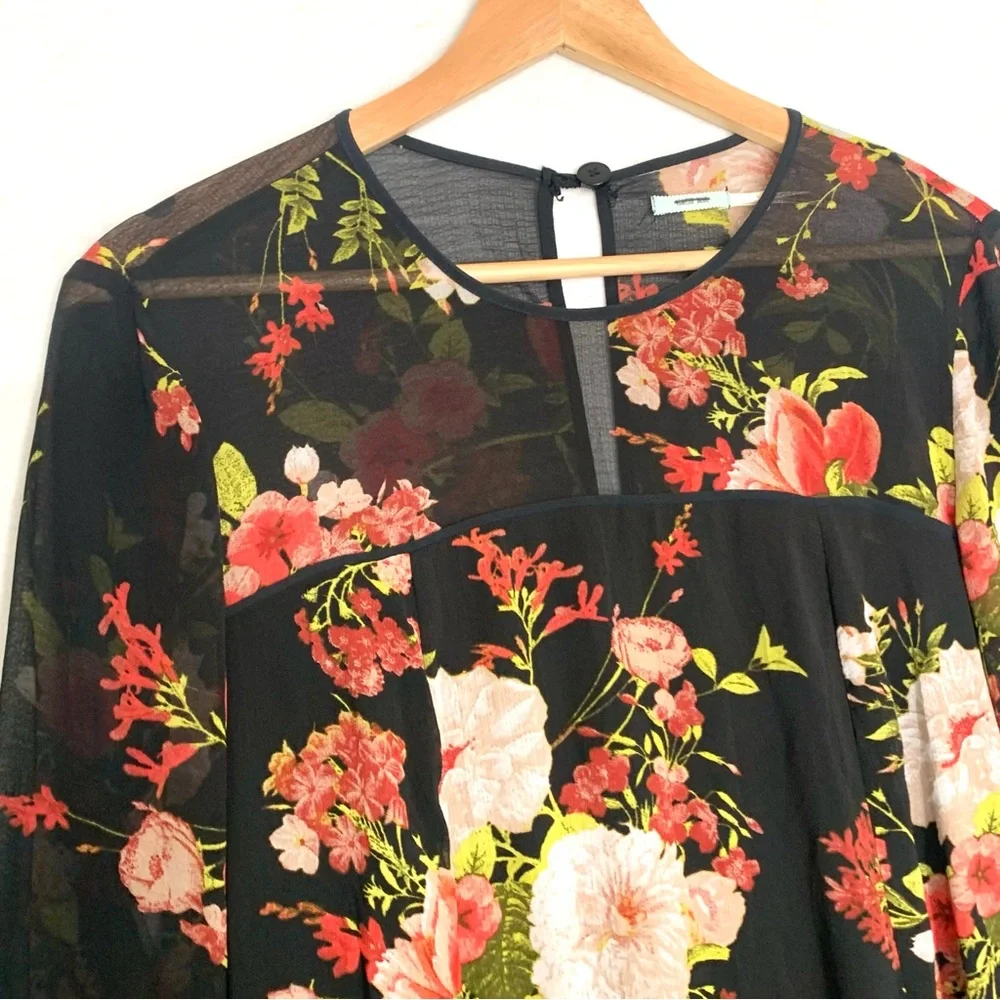 Urban Outfitter Kimchi Blue Black Floral Skater Dress Size Large Dark Romantic
